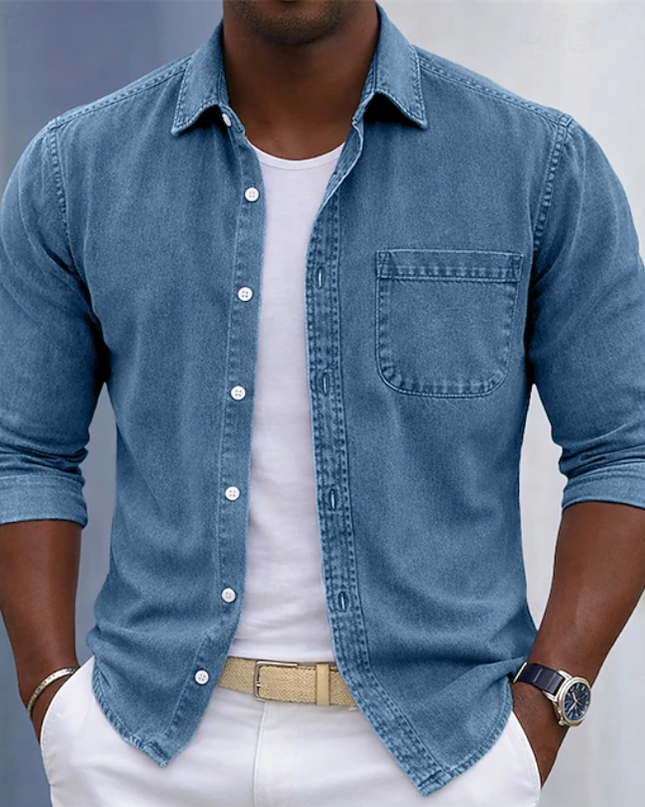 Men's Casual Button-Up Shirt – Relaxed Everyday Pocket Fit