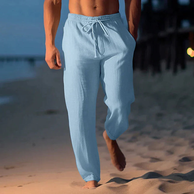 Men's Coastal Linen Trousers – Relaxed Drawstring Summer Fit
