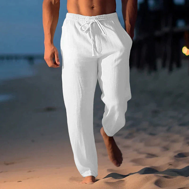 Men's Coastal Linen Trousers – Relaxed Drawstring Summer Fit