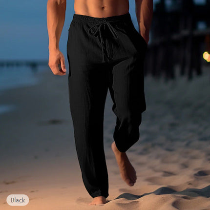 Men's Coastal Linen Trousers – Relaxed Drawstring Summer Fit
