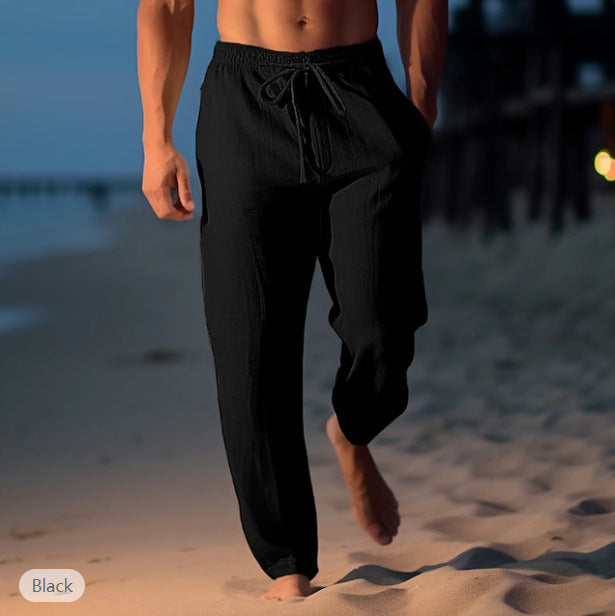 Men's Coastal Linen Trousers – Relaxed Drawstring Summer Fit