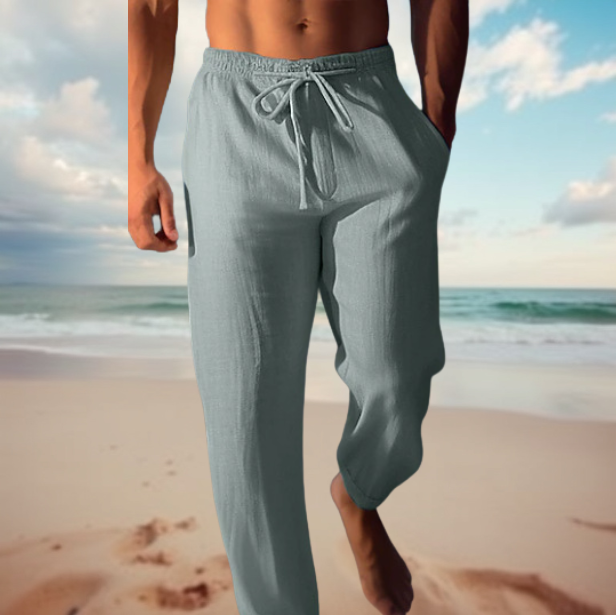Men's Coastal Linen Trousers – Relaxed Drawstring Summer Fit