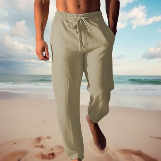 Men's Coastal Linen Trousers – Relaxed Drawstring Summer Fit