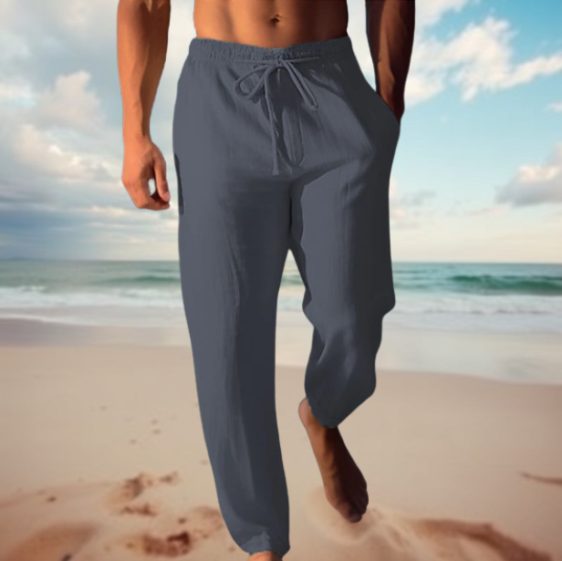 Men's Coastal Linen Trousers – Relaxed Drawstring Summer Fit