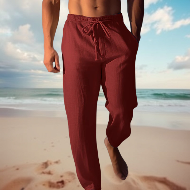 Men's Coastal Linen Trousers – Relaxed Drawstring Summer Fit
