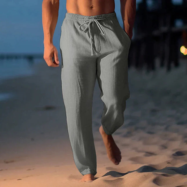 Men's Coastal Linen Trousers – Relaxed Drawstring Summer Fit