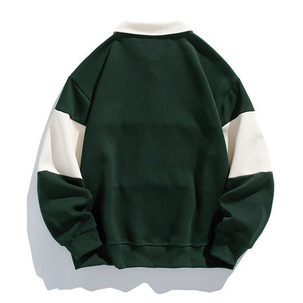 Men's Collared Sweatshirt – Relaxed Fit Rugby Stripe Style