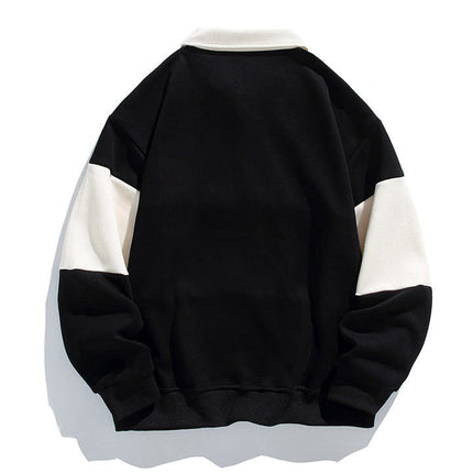 Men's Collared Sweatshirt – Relaxed Fit Rugby Stripe Style