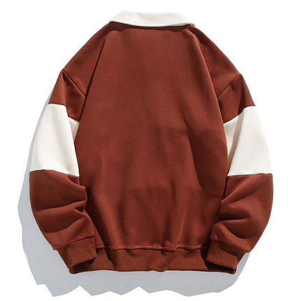 Men's Collared Sweatshirt – Relaxed Fit Rugby Stripe Style