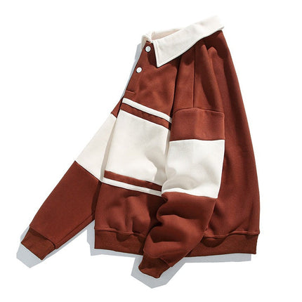Men's Collared Sweatshirt – Relaxed Fit Rugby Stripe Style