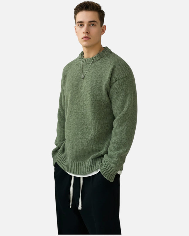 Men's Crew Neck Jumper – Relaxed Fit Textured Knit