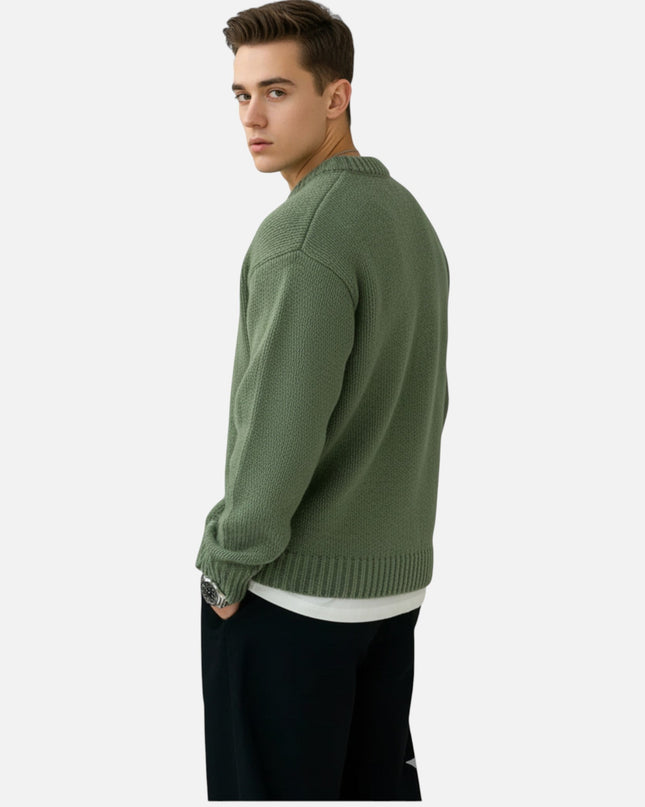 Men's Crew Neck Jumper – Relaxed Fit Textured Knit