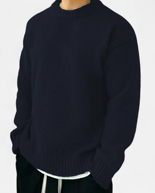 Men's Crew Neck Jumper – Relaxed Fit Textured Knit