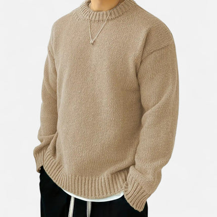 Men's Crew Neck Jumper – Relaxed Fit Textured Knit
