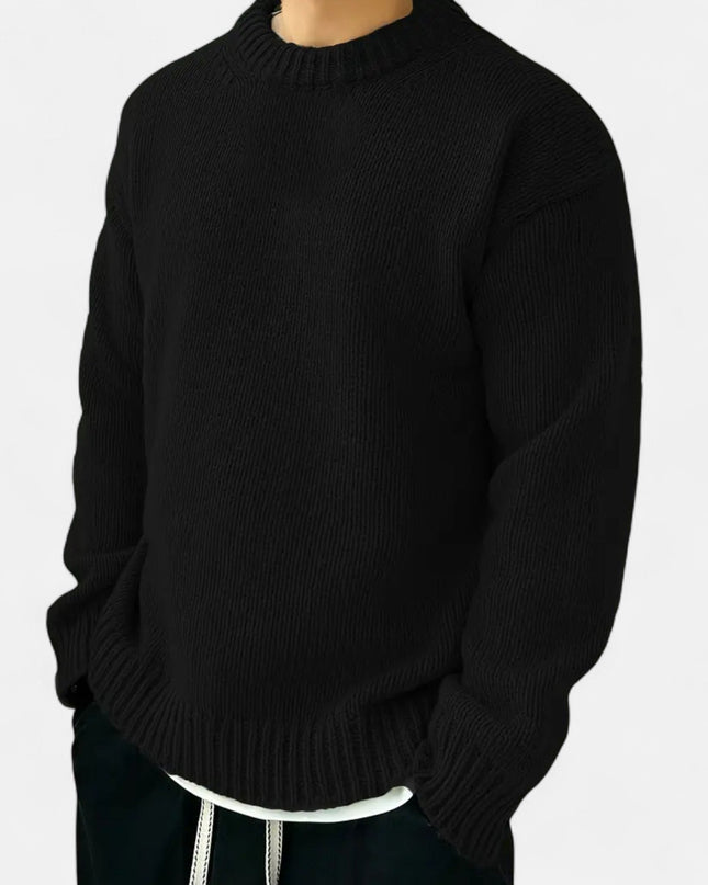 Men's Crew Neck Jumper – Relaxed Fit Textured Knit