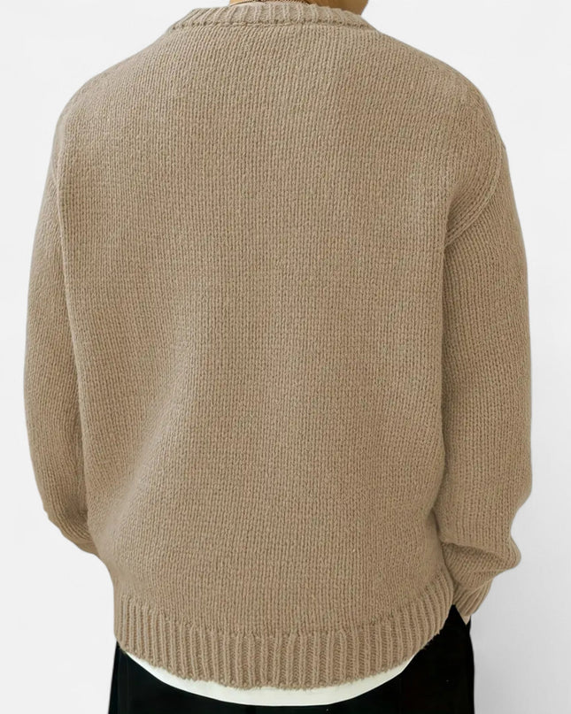 Men's Crew Neck Jumper – Relaxed Fit Textured Knit