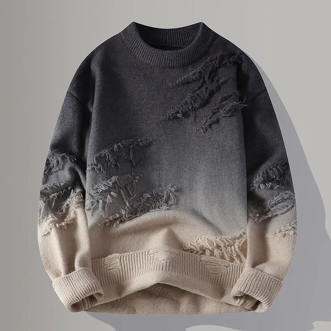 Men's Crew Neck Jumper – Textured Knit Contemporary Style