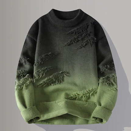Men's Crew Neck Jumper – Textured Knit Contemporary Style