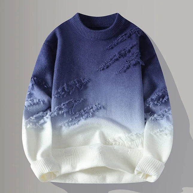 Men's Crew Neck Jumper – Textured Knit Contemporary Style