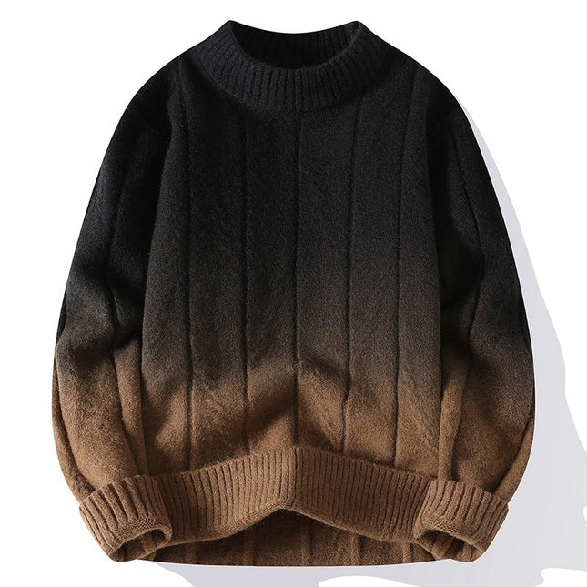 Men's Crew Neck Jumper | Textured Knit Gradient