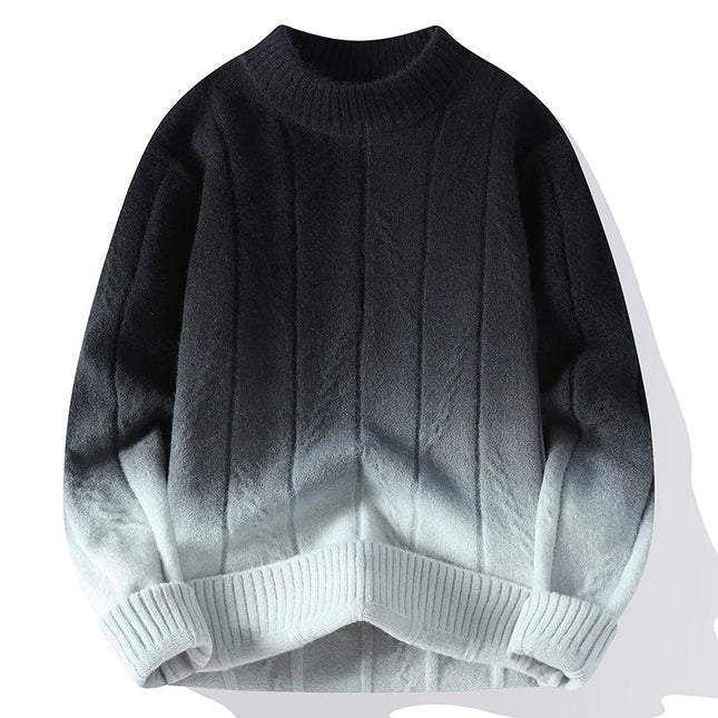 Men's Crew Neck Jumper | Textured Knit Gradient