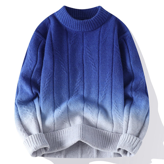 Men's Crew Neck Jumper | Textured Knit Gradient