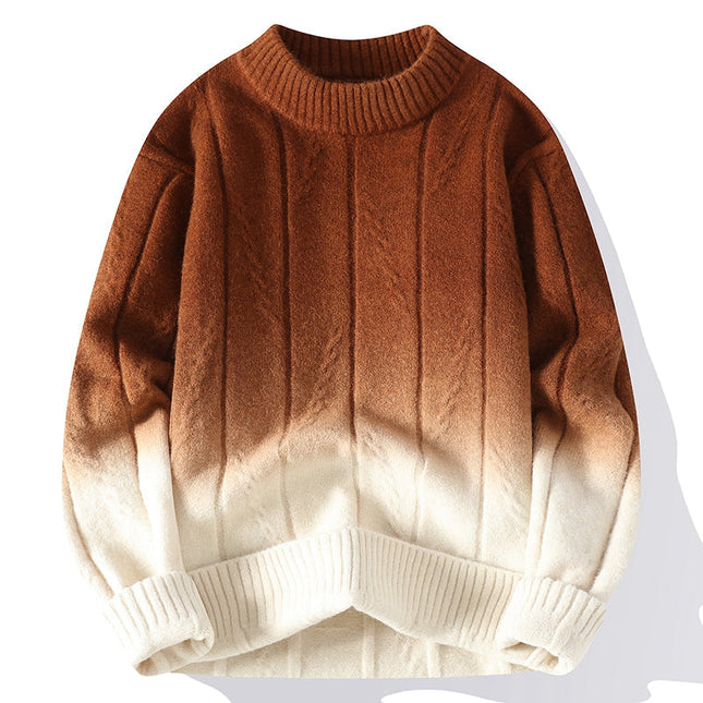 Men's Crew Neck Jumper | Textured Knit Gradient