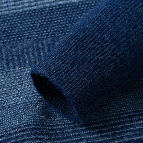 Men's Crew Neck Jumper – Textured Knit Stripe Design