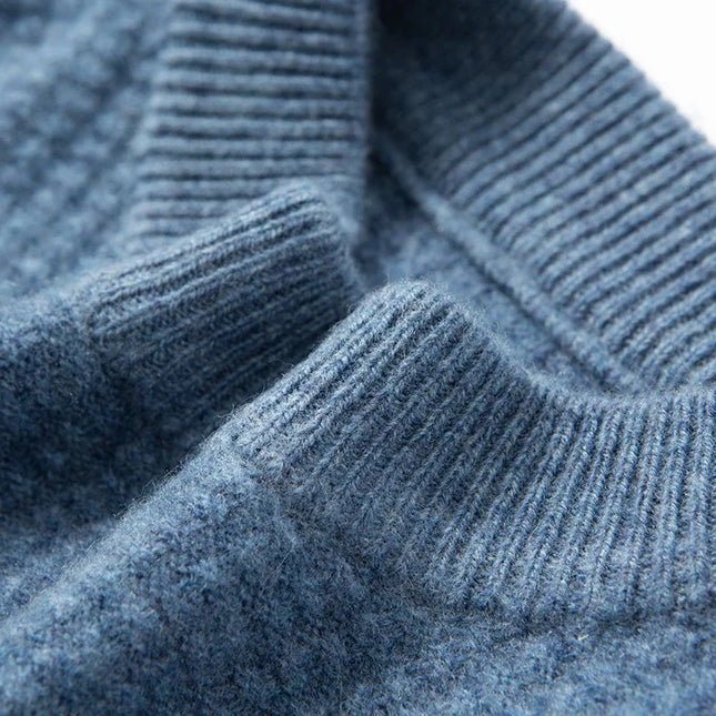 Men's Crew Neck Jumper – Textured Knit Stripe Design