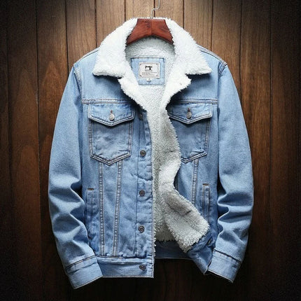 Men's Denim Trucker Jacket – Borg Collar Classic Casual Layer