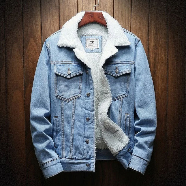 Men's Denim Trucker Jacket – Borg Collar Classic Casual Layer