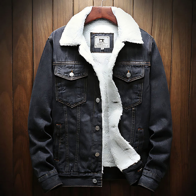 Men's Denim Trucker Jacket – Borg Collar Classic Casual Layer