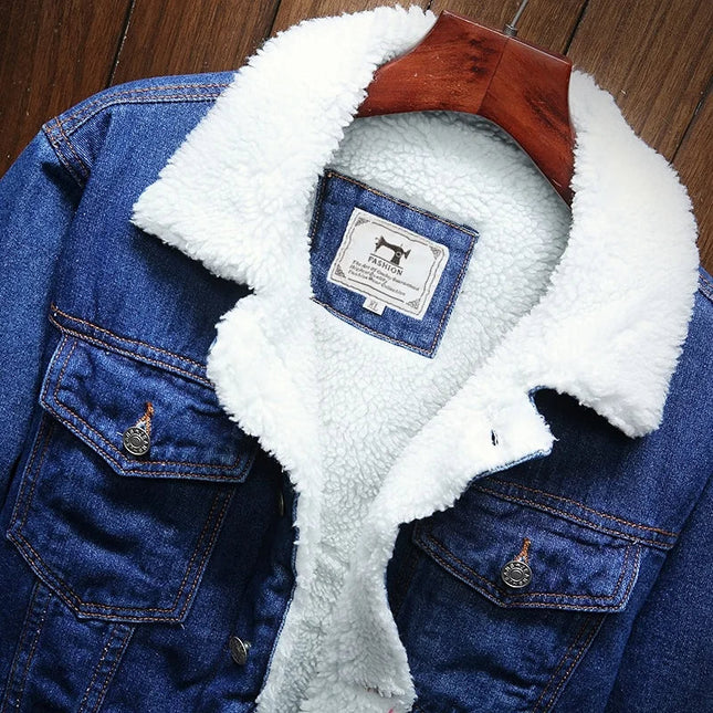 Men's Denim Trucker Jacket – Borg Collar Classic Casual Layer