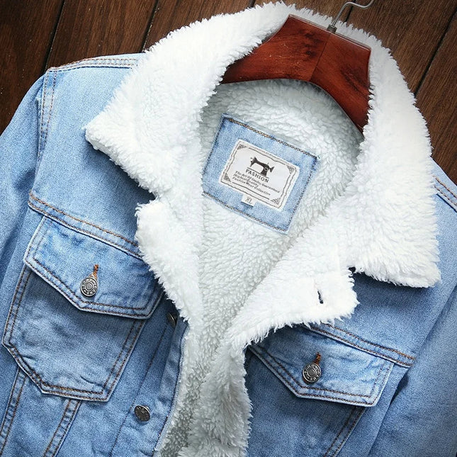Men's Denim Trucker Jacket – Borg Collar Classic Casual Layer
