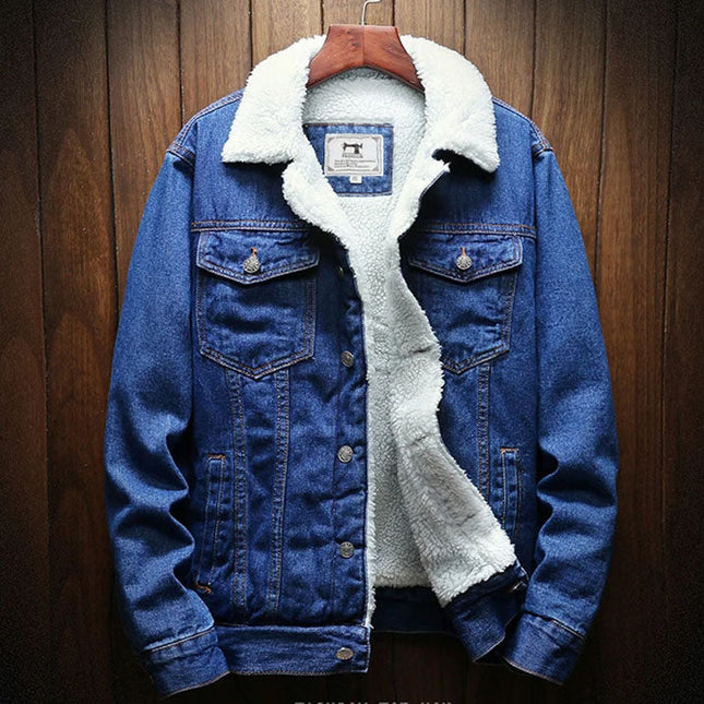 Men's Denim Trucker Jacket – Borg Collar Classic Casual Layer