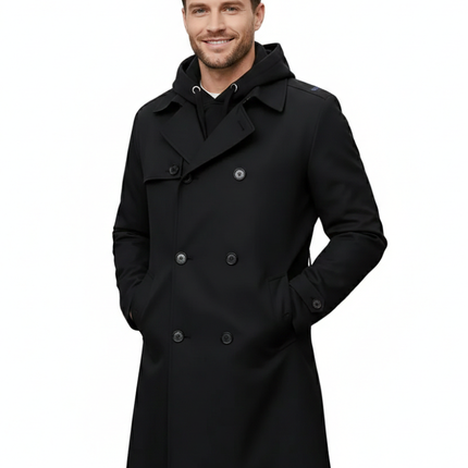 Men's Double-Breasted Trench Coat – Tailored Belted Smart Layer