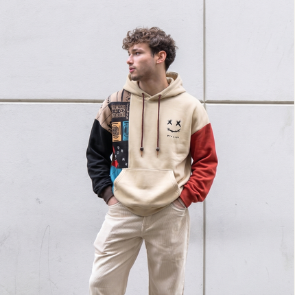 Men's Graphic Hoodie – Patchwork Colour Block Casual Fit
