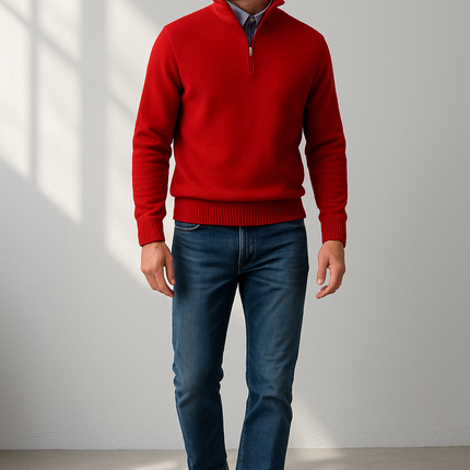 Men's Half Zip Jumper – Regular Fit Smart Casual Knit