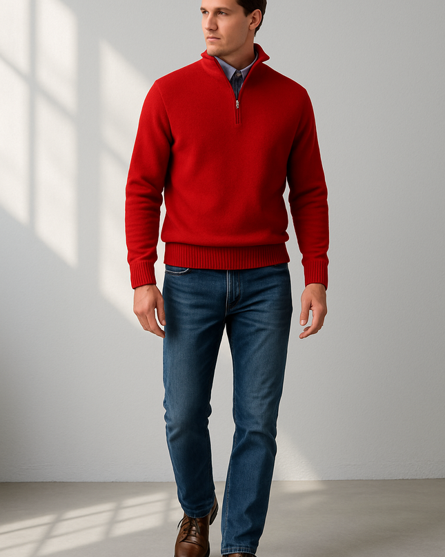 Men's Half Zip Jumper – Regular Fit Smart Casual Knit