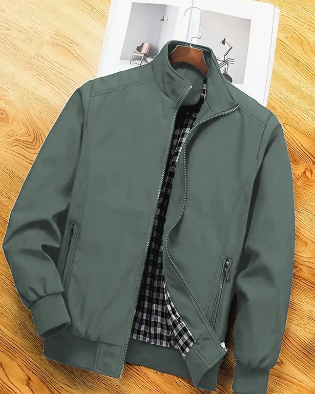 Men's Harrington Bomber Jacket – Stand Collar Lightweight Layer