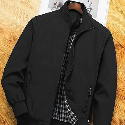 Men's Harrington Bomber Jacket – Stand Collar Lightweight Layer