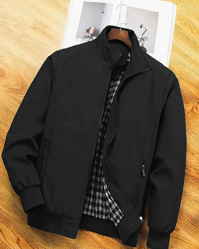 Men's Harrington Bomber Jacket – Stand Collar Lightweight Layer