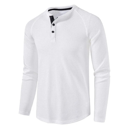Men's Henley Shirt in Slim Fit – Waffle-Textured Long-Sleeve Cut