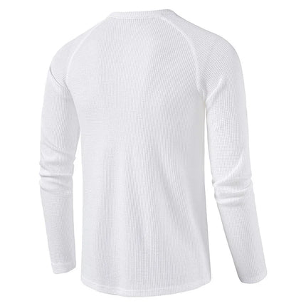 Men's Henley Shirt in Slim Fit – Waffle-Textured Long-Sleeve Cut