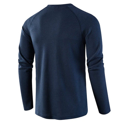 Men's Henley Shirt in Slim Fit – Waffle-Textured Long-Sleeve Cut