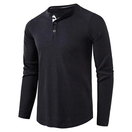 Men's Henley Shirt in Slim Fit – Waffle-Textured Long-Sleeve Cut