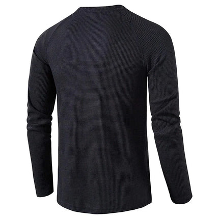 Men's Henley Shirt in Slim Fit – Waffle-Textured Long-Sleeve Cut