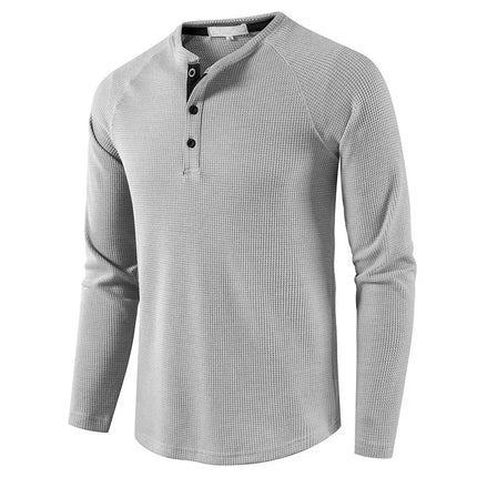 Men's Henley Shirt in Slim Fit – Waffle-Textured Long-Sleeve Cut