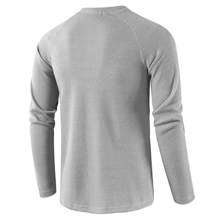 Men's Henley Shirt in Slim Fit – Waffle-Textured Long-Sleeve Cut