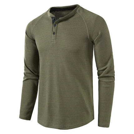 Men's Henley Shirt in Slim Fit – Waffle-Textured Long-Sleeve Cut